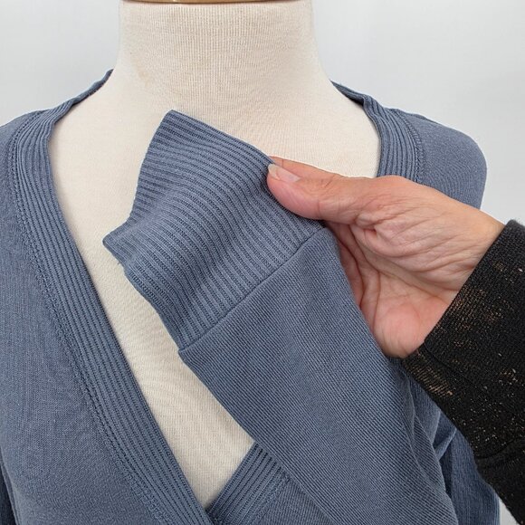 ZENANA Long Sleeve Snap Front Cardigan Sweater With Pockets Dusty Blue L NWT - Picture 6 of 11
